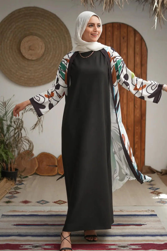 Black long dress cut