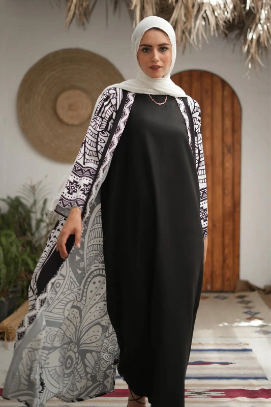 Black long dress cut