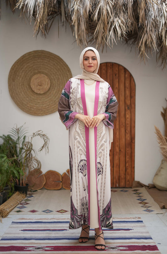 Luxurious Printed Abaya – Cotton & Silk Blend, Soft and Comfortable