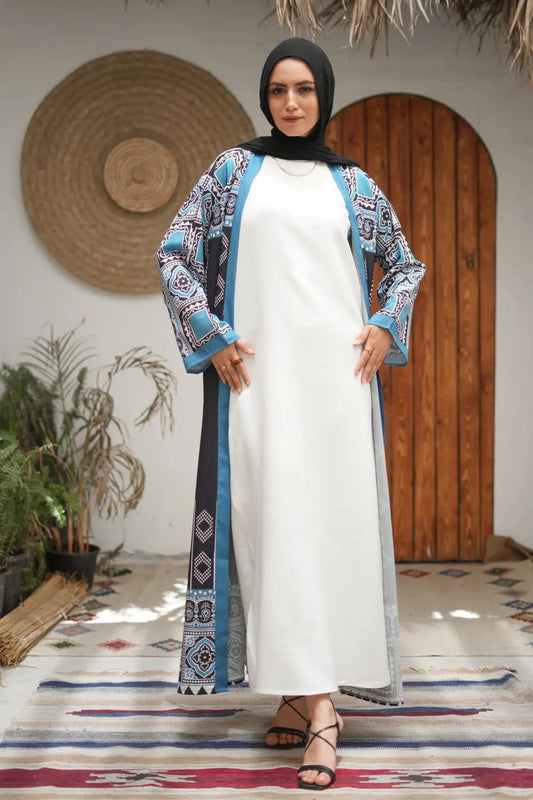 white long dress cut sleeveless