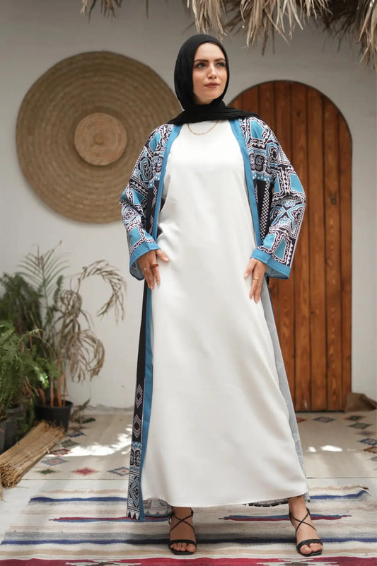 white long dress cut sleeveless