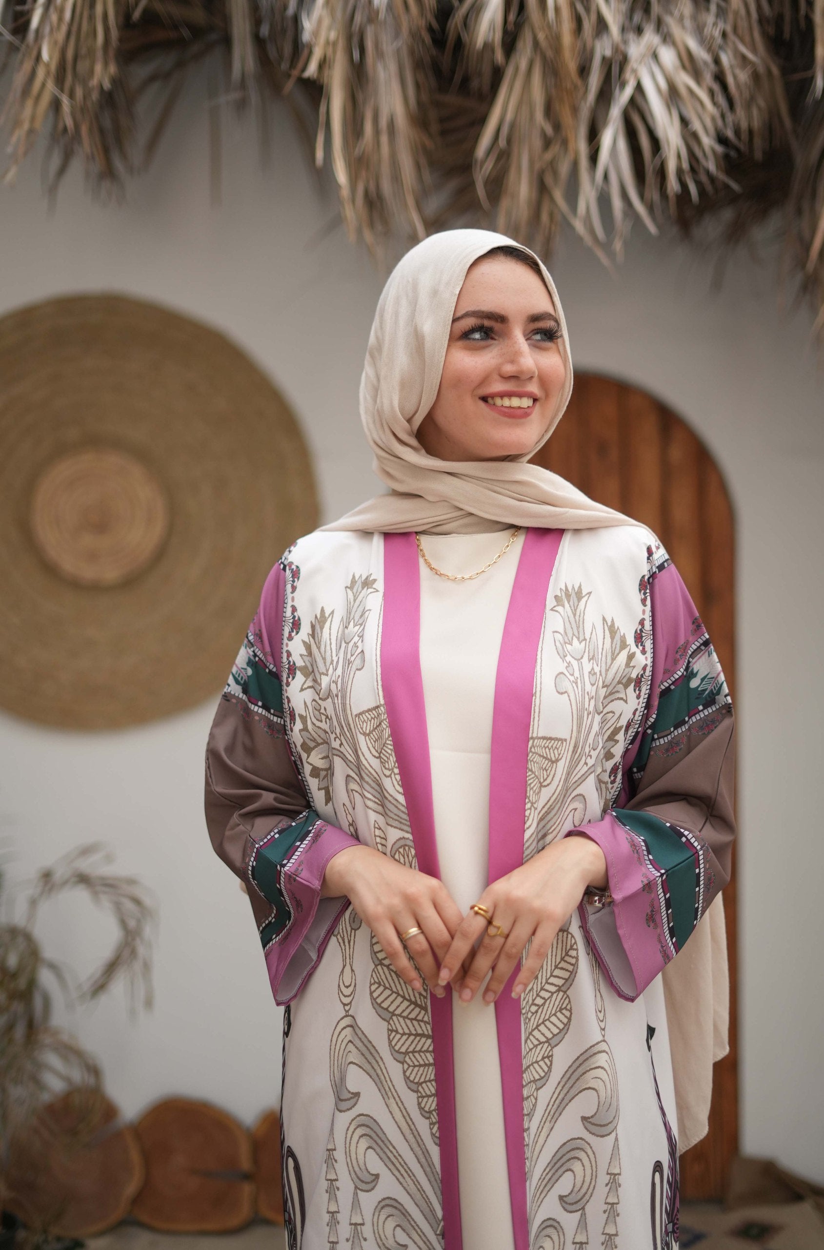 Luxurious Printed Abaya – Cotton & Silk Blend, Soft and Comfortable