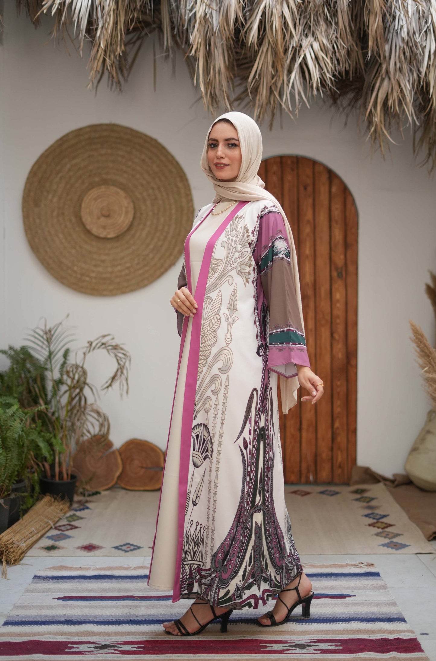 Luxurious Printed Abaya – Cotton & Silk Blend, Soft and Comfortable