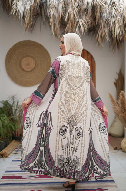 Luxurious Printed Abaya – Cotton & Silk Blend, Soft and Comfortable