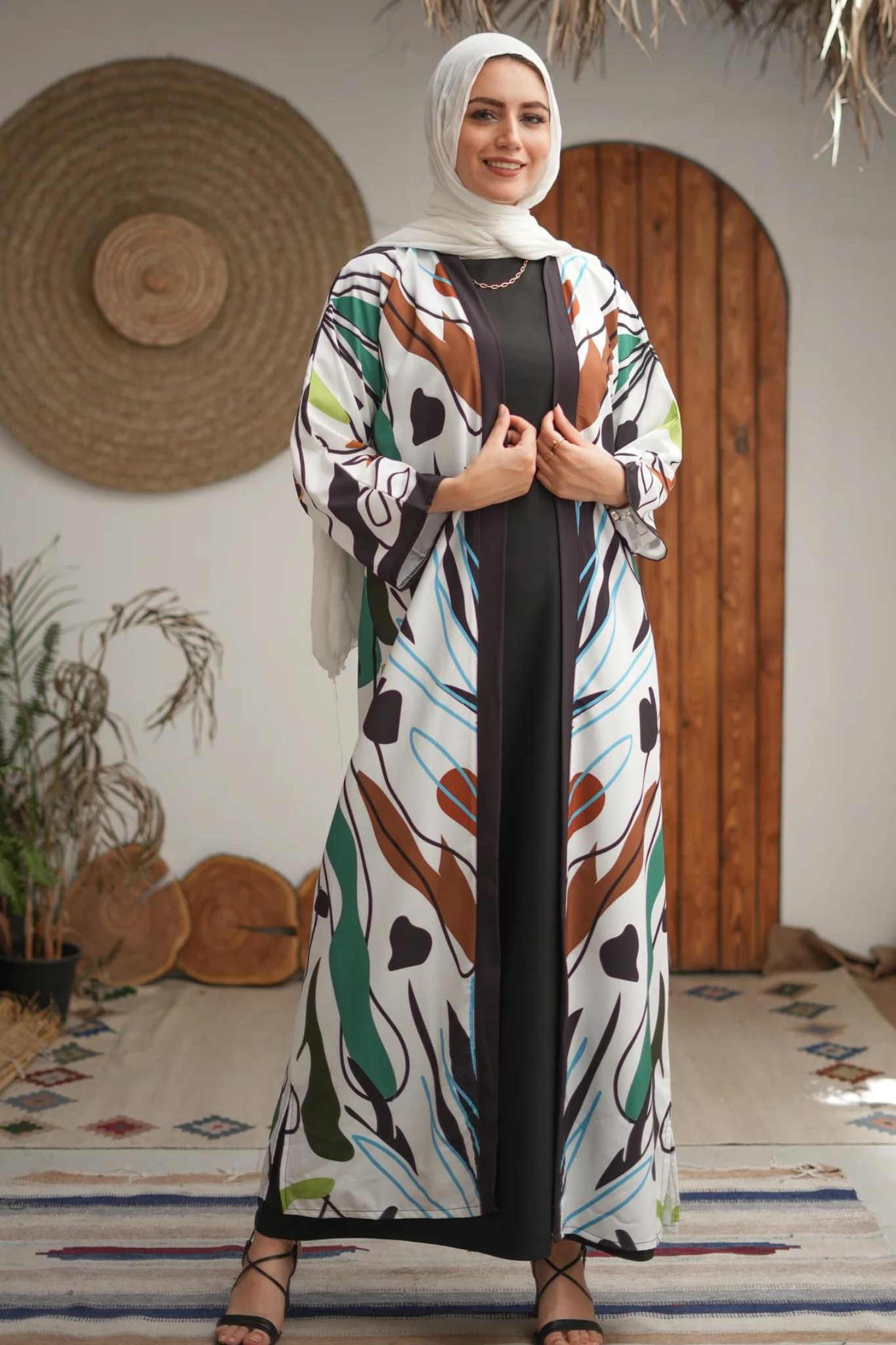 Refined Printed Abaya – Soft Cotton-Silk Blend for a Luxurious Feel