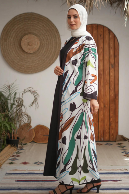 Refined Printed Abaya – Soft Cotton-Silk Blend for a Luxurious Feel