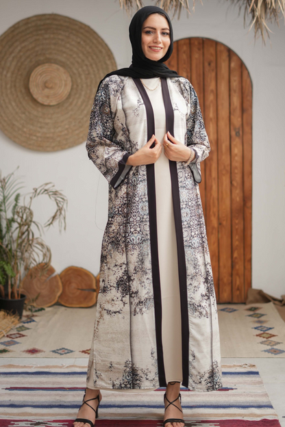 Soft Cotton & Silk Blend Printed Abaya - Elegant and Breathable