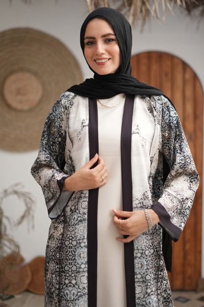 Soft Cotton & Silk Blend Printed Abaya - Elegant and Breathable